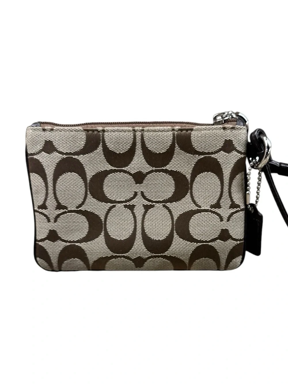 Coach Signature C Canvas Wristlet Khaki Brown Stagecoach Logo Y2K w/ hangtag